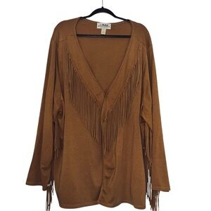 Back In The Saddle Brown Fringe Cardigan Size 2X